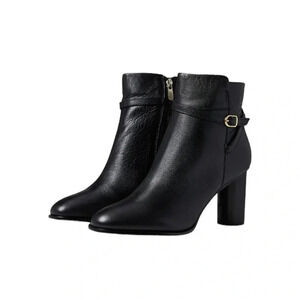 Draper James Leather Tegan Dress Boot Black with Buckle Size 10 NWT